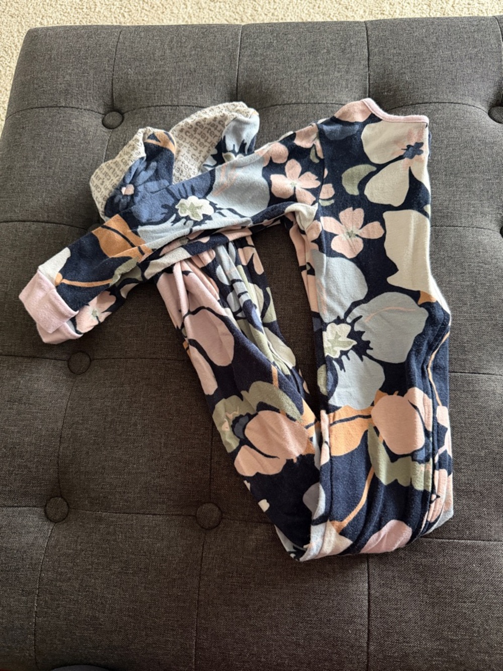 Carter's Navy Floral Footed Sleep Sack with Pink Accents